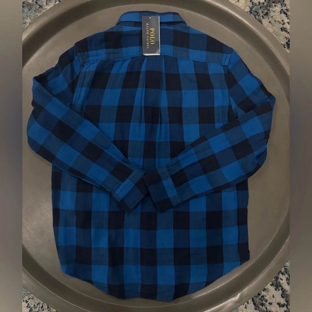 Ralph Lauren Polo NEW Pony-embroidered Blue Plaid Button Down Size M (10/12) - Picture 2 of 10